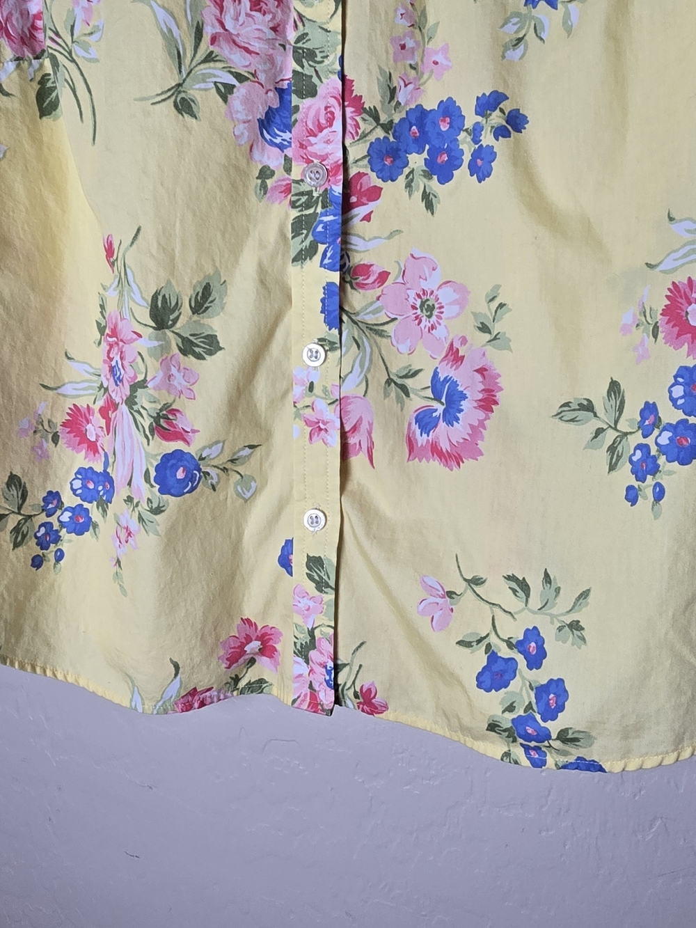 Liz Claiborne Womens Yellow Floral Button Up Shirt 3/4 Sleeve Size 8 Cottagecore - Picture 6 of 11